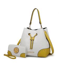 MKF Collection Candice Color Block Bucket bag with matching Wallet by Mia K