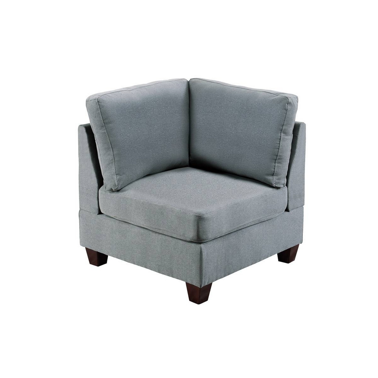 Saltoro Sherpi Remy 32 Inch Modular Corner Sofa Chair, Soft Gray Chenille, Solid Wood - Saltoro Sherpi