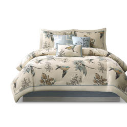 Gracie Mills Carrie Classic Leaf and Bird Printed 7-Piece Comforter Set - GRACE-3269