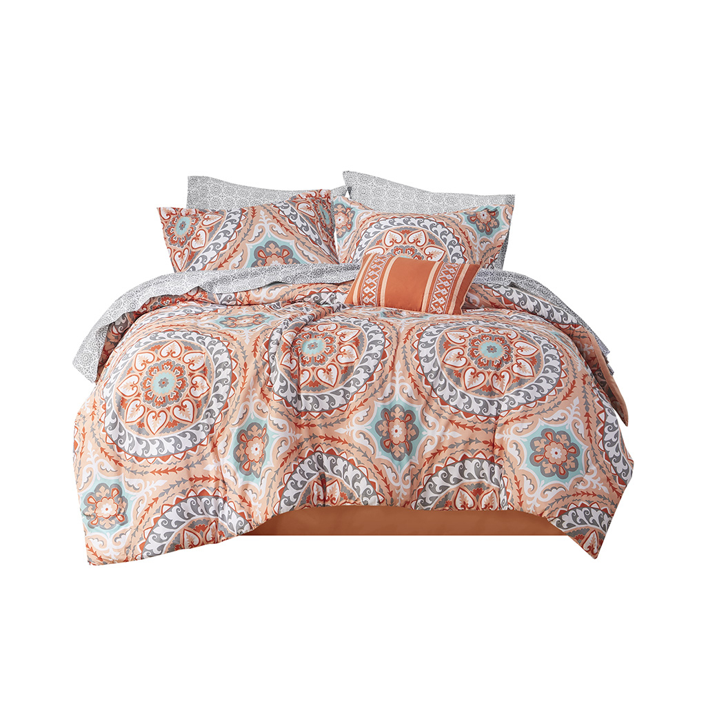 Gracie Mills Shaffer Globally Inspired 9-Piece Comforter Set with Cotton Bed Sheets - GRACE-5688