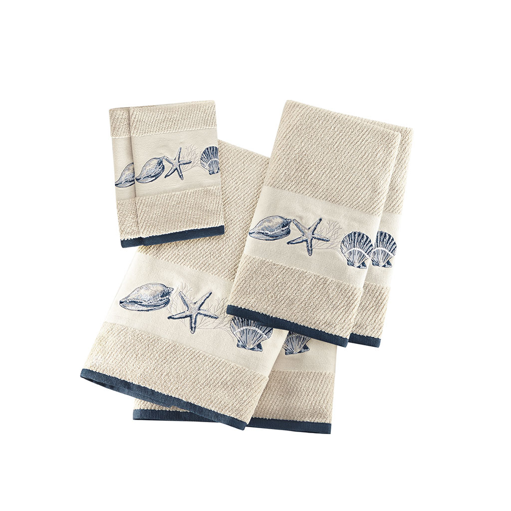 Gracie Mills Villanueva 6-Piece Coastal Breeze Embroidered Cotton Jacquard Towel Set - GRACE-9569