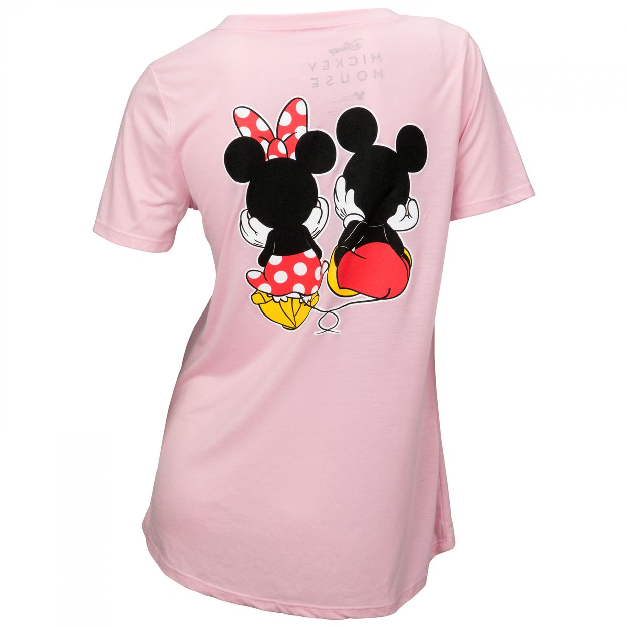 Mickey Mouse Mickey and Minnie Sitting Together Juniors Tunic T-Shirt