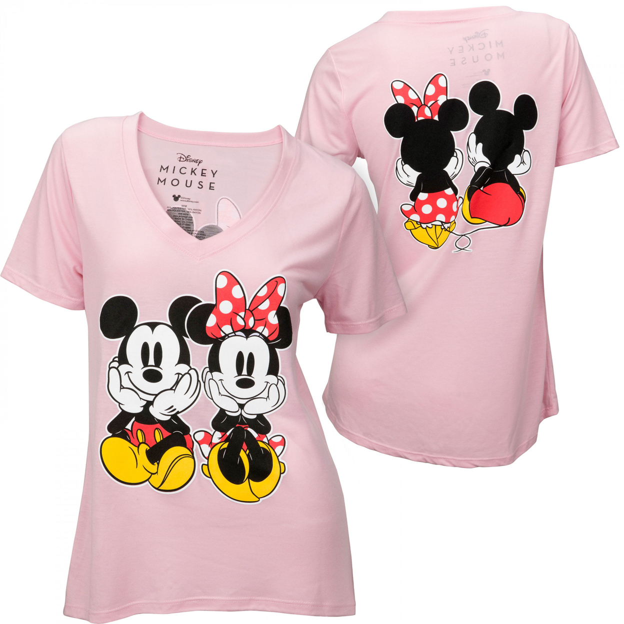 Mickey Mouse Mickey and Minnie Sitting Together Juniors Tunic T-Shirt