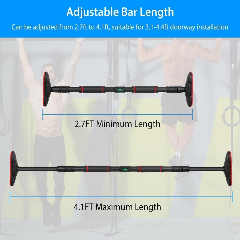 Dsermall Doorway Pull Up Bar Heavy Duty Body Workout Strength Training Chin Up Bar with Foam Grips Level Meter 881LBS Weight