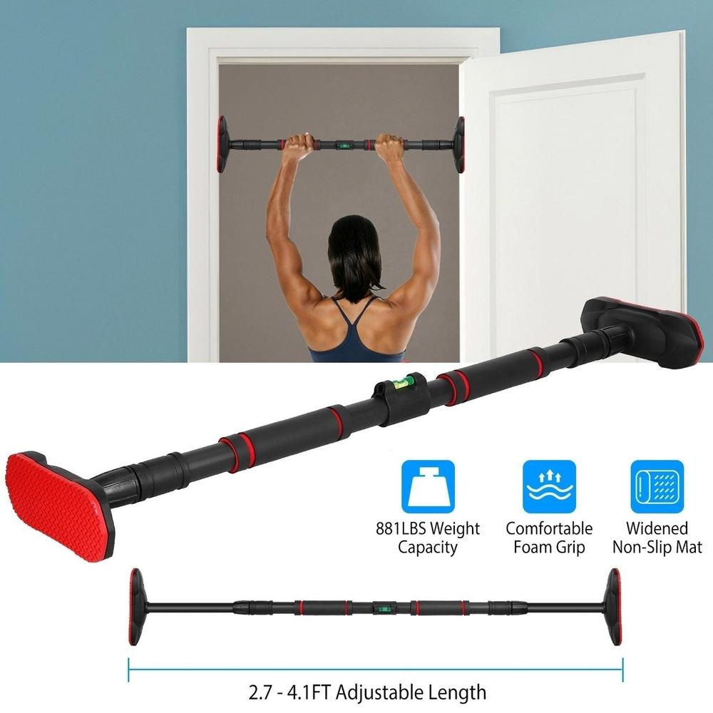 Dsermall Doorway Pull Up Bar Heavy Duty Body Workout Strength Training Chin Up Bar with Foam Grips Level Meter 881LBS Weight
