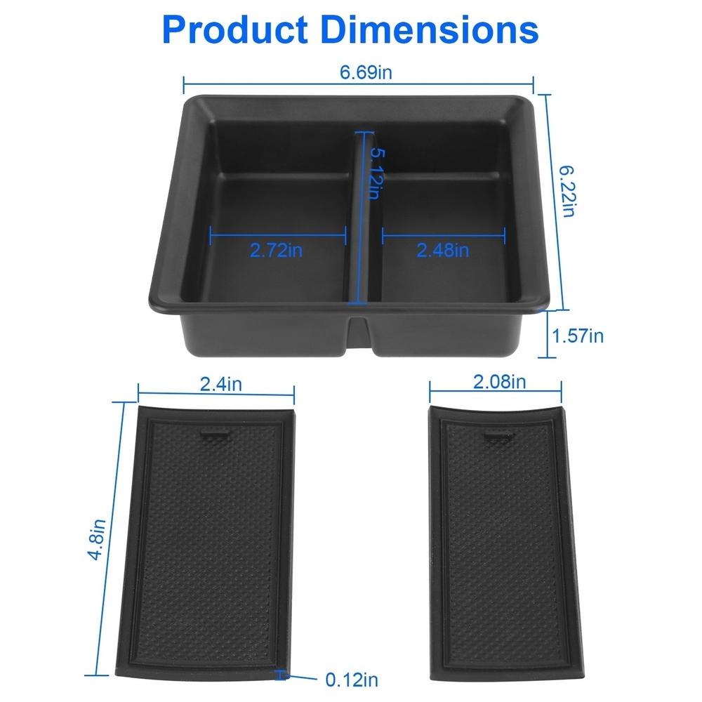 SKUSHOPS Center Console Organizer Tray Fit For 2021 2022 2023 Tesla Model 3 Model Y Armrest Drawer Storage Box with 2Pcs Silicond