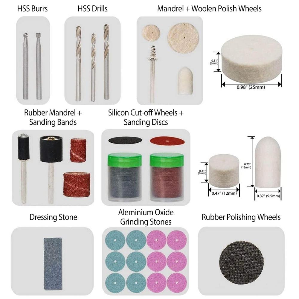 SKUSHOPS 228Pcs Rotary Accessory Tool Kit For Dremel For Grinding Polishing Cutting Drilling Shank Craft Bits