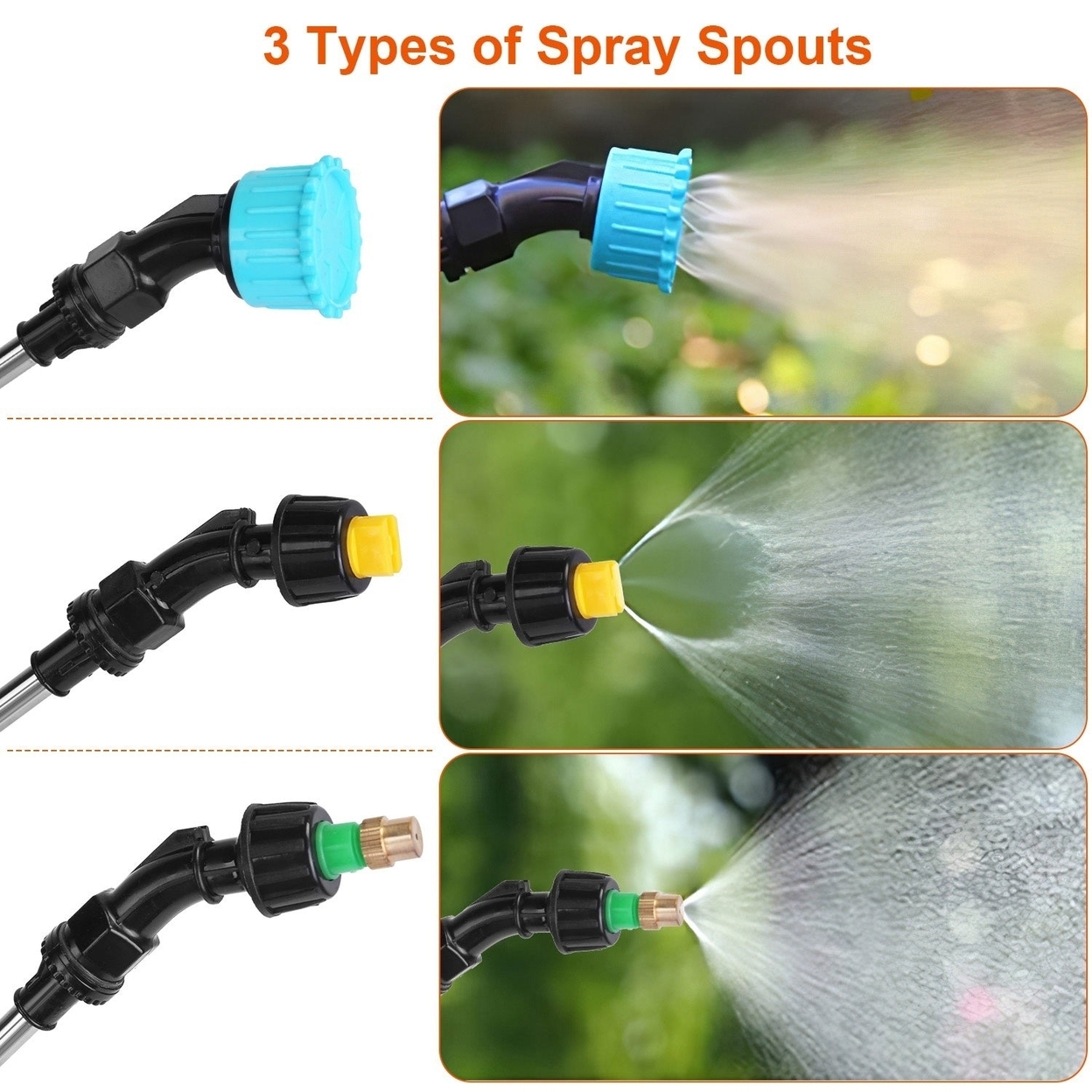Dsermall 5L Electric Plant Sprayer Telescopic Rechargeable Garden Sprayer Automatic Handheld Sprayer with 3 Spray Spouts Shoulder Strap