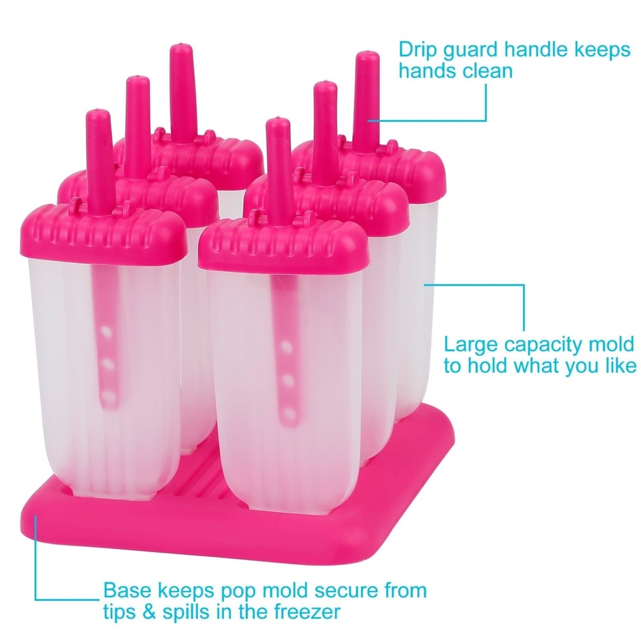 SKUSHOPS 6Pcs Popsicle Molds Reusable Ice Cream DIY Ice Pop Maker Ice Bar Maker Plastic Popsicle Mold For Homemade Iced Snacks
