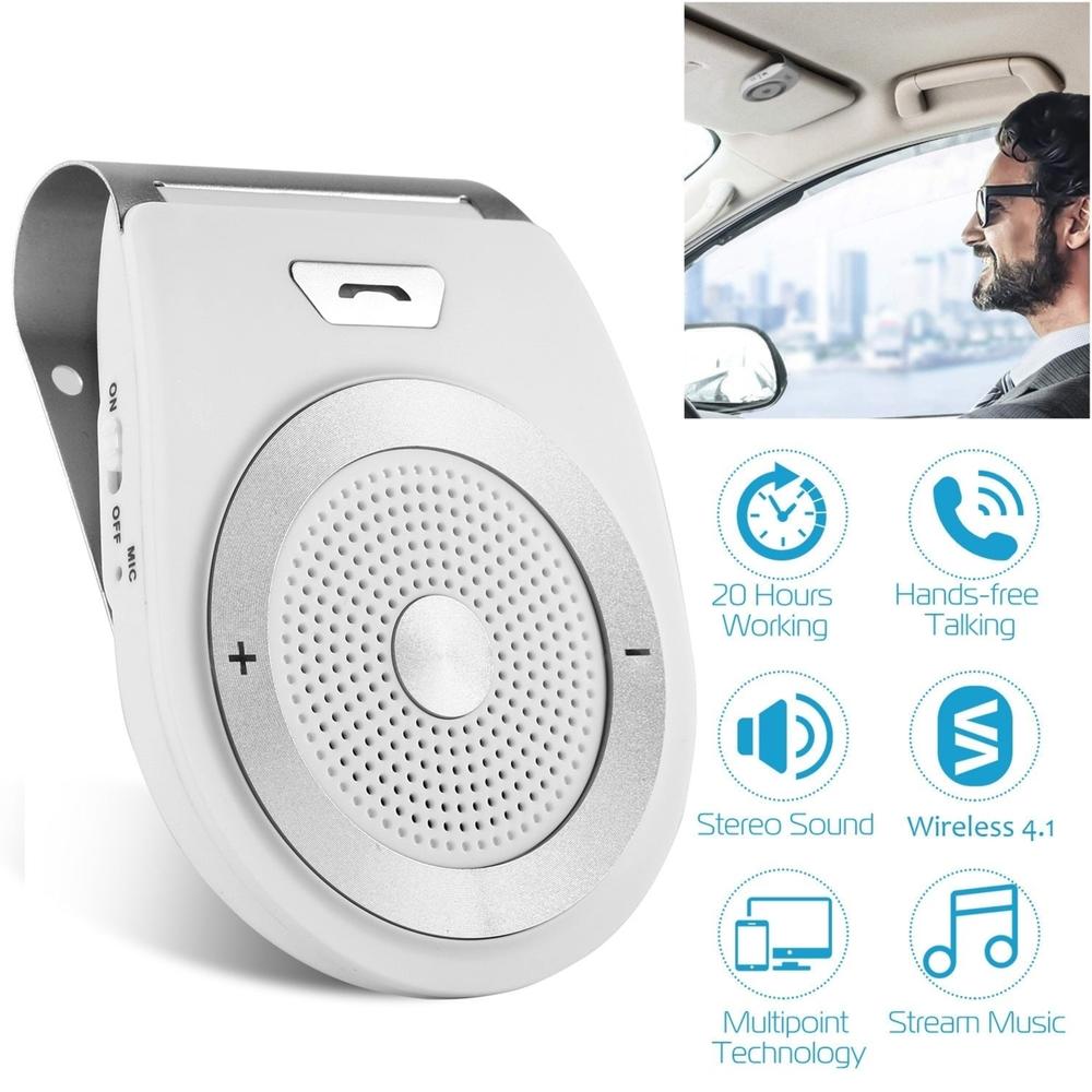 SKUSHOPS Car Wireless Speakerphone Wireless V4.1 In-Car Speaker Hands-free Calling Music Player Sun Visor Audio Receiver Car Kit