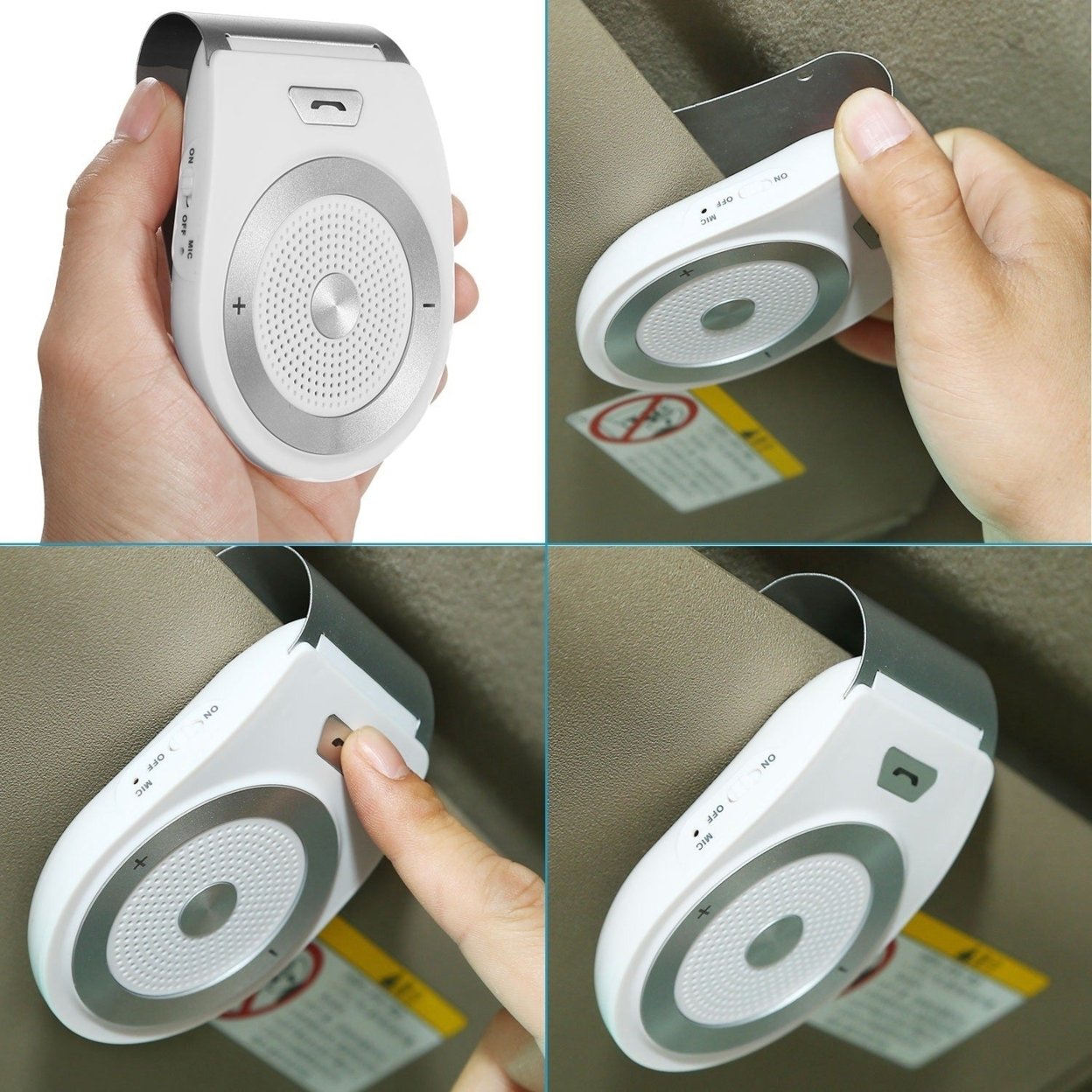 SKUSHOPS Car Wireless Speakerphone Wireless V4.1 In-Car Speaker Hands-free Calling Music Player Sun Visor Audio Receiver Car Kit