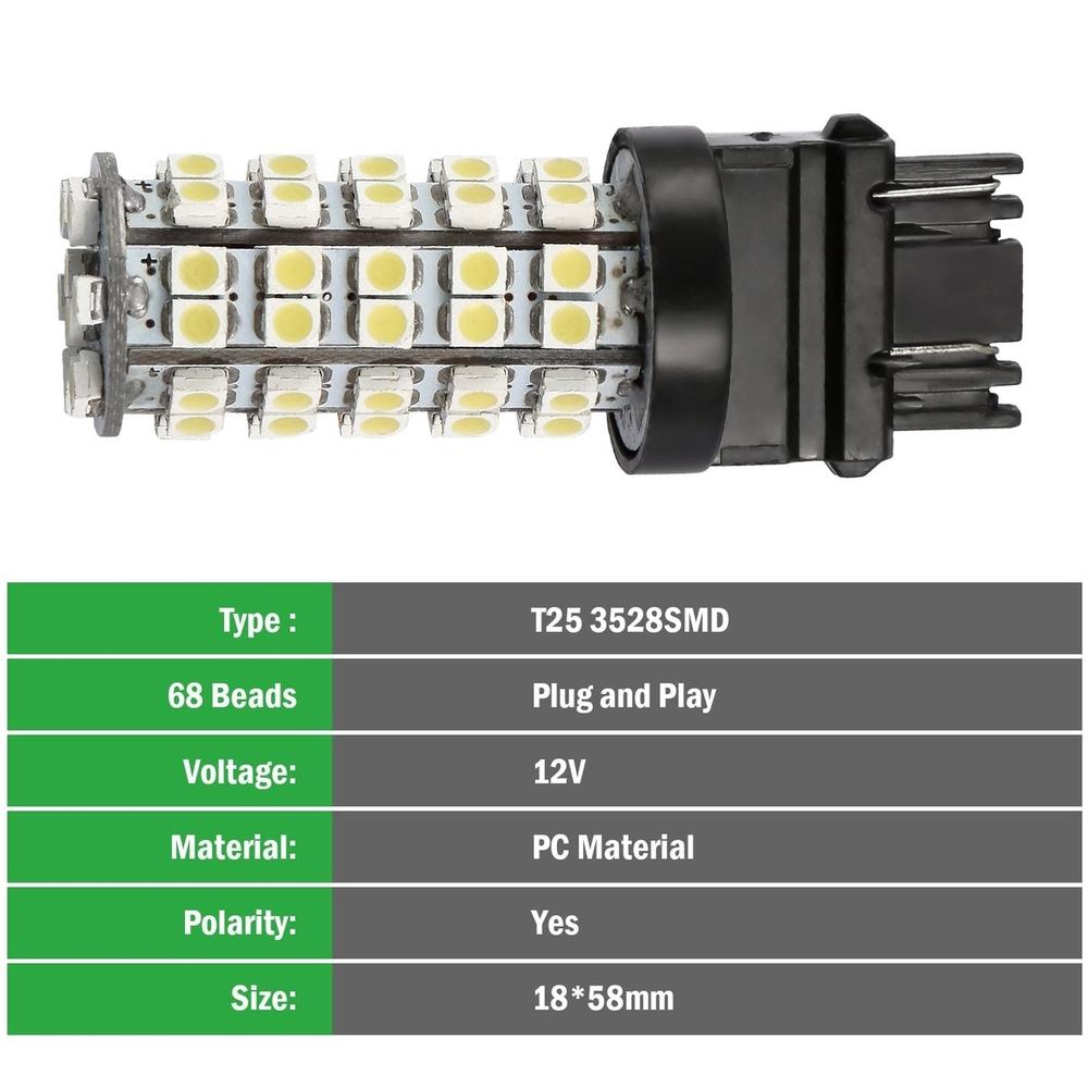 SKUSHOPS 10Pcs Kit LED Car Light Bulbs 760lm T25 3528SMD 6000K Pure White Auto Lamps Replacement