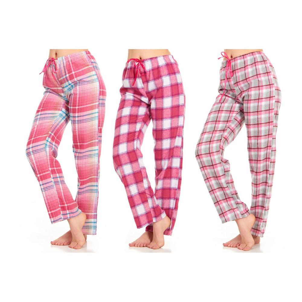 DARESAY Womens Flannel Pajama Pants 3 Packs