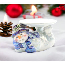kevinsgiftshoppe Ceramic Christmas Snowman Candle Holder Home Decor   Kitchen Decor Christmas Decor