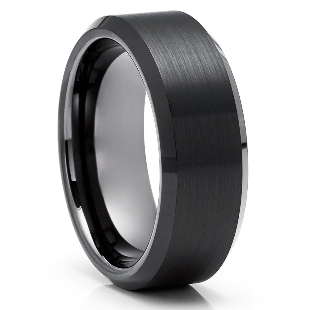 Cool Rings USA Black Tungsten Wedding Ring Gunmetal Tungsten Ring 8mm Wedding Ring