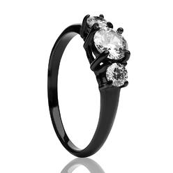 Cool Rings USA Black Titanium Ring Solitaire Wedding Ring Engagement Ring Anniversary Ring CZ