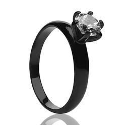 Cool Rings USA Black Solitaire Wedding Ring CZ Wedding Ring Engagement Ring Black Titanium Ring