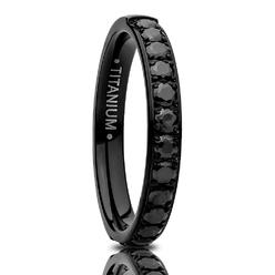 Cool Rings USA 3mm Black Eternity Ring Titanium Ring Anniversary Ring Black Ring