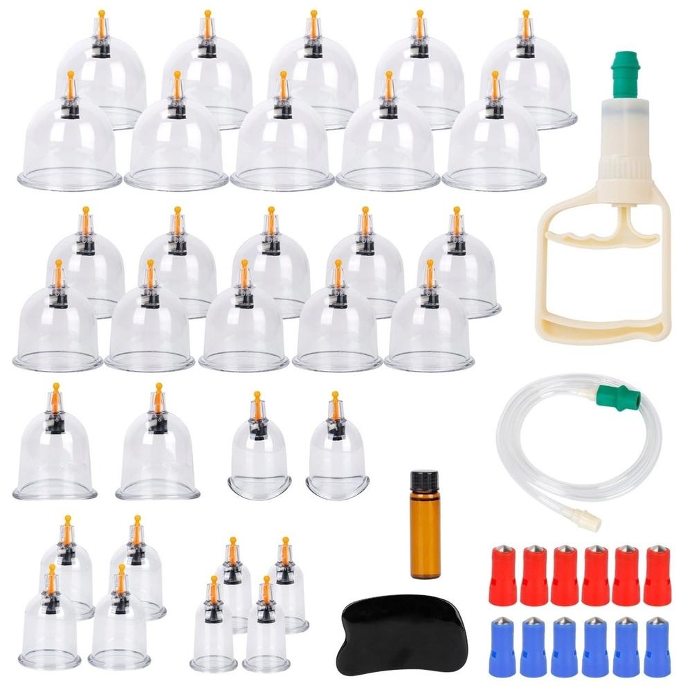 Dsermall 32 Cups Chinese Massage Therapy Cupping Set Body Vacuum Suction Kit Acupoint Massage Kit