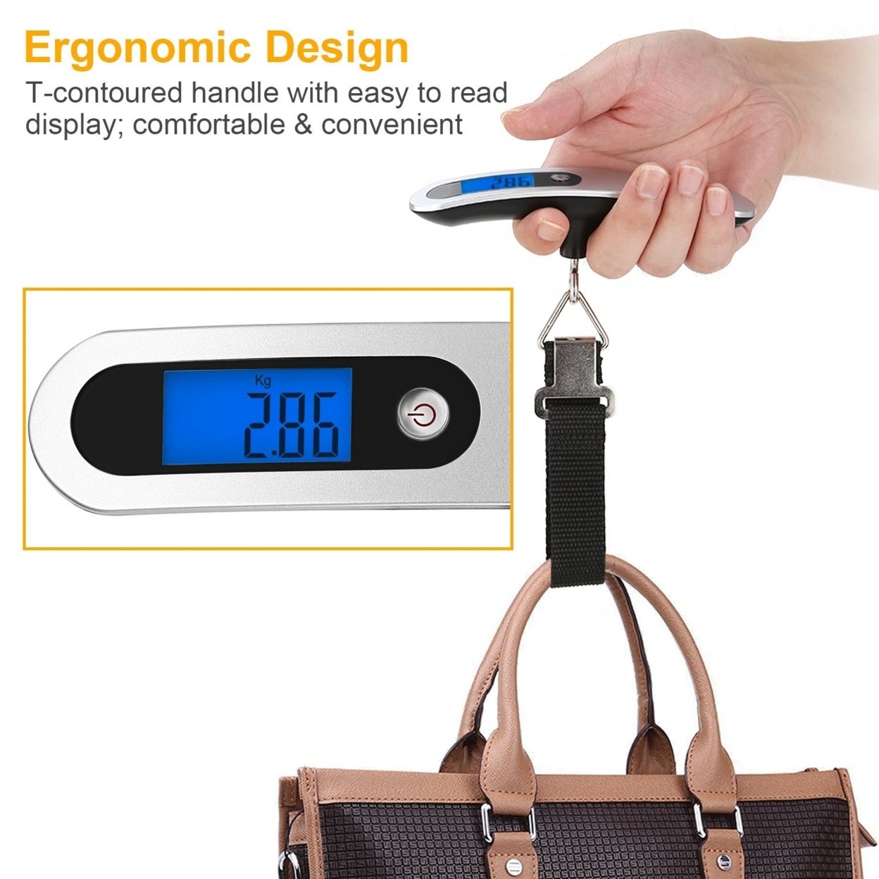 Dsermall Portable Digital Luggage Scale 50kg 10g LCD Hanging Luggage Scale Electronic Digital Weight Scale for Travel Household