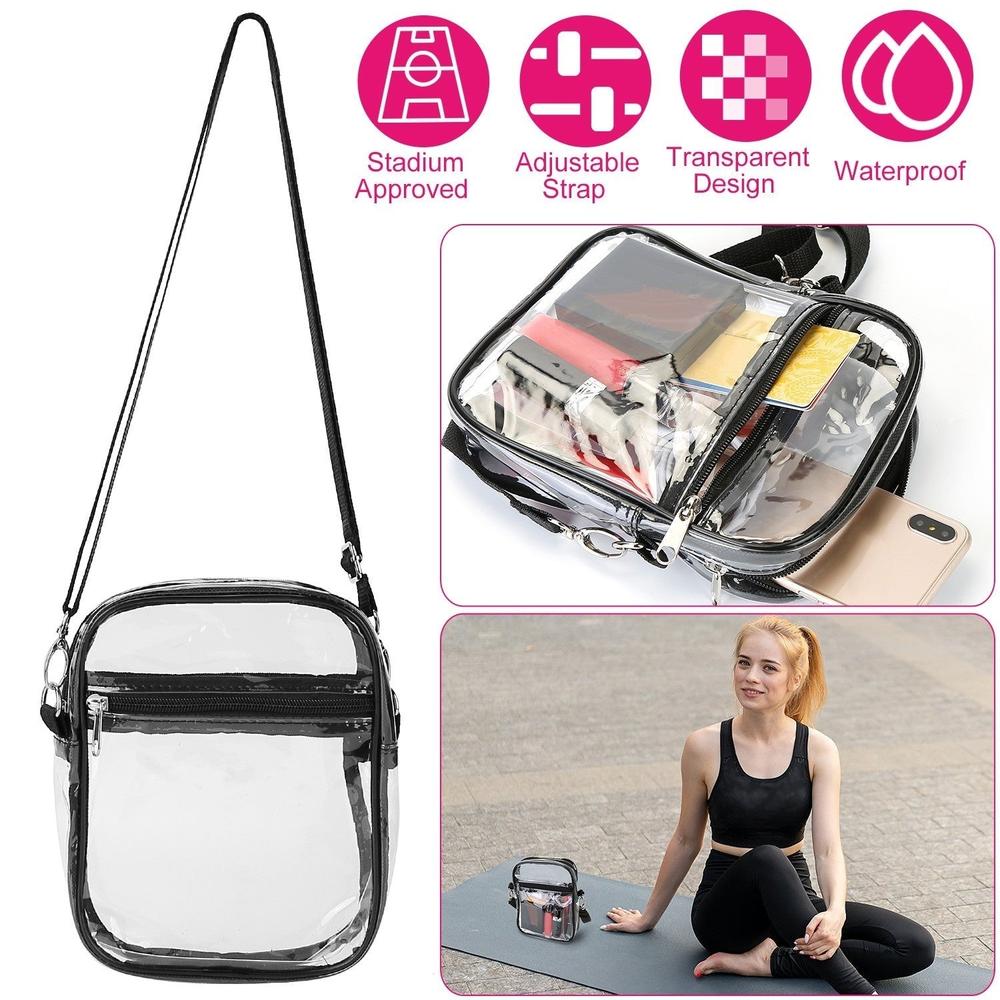 Dsermall Clear Crossbody Bag Stadium Approved Clear Purse Transparent Small Shoulder Bag See Through Zip Pouch Tote Bag