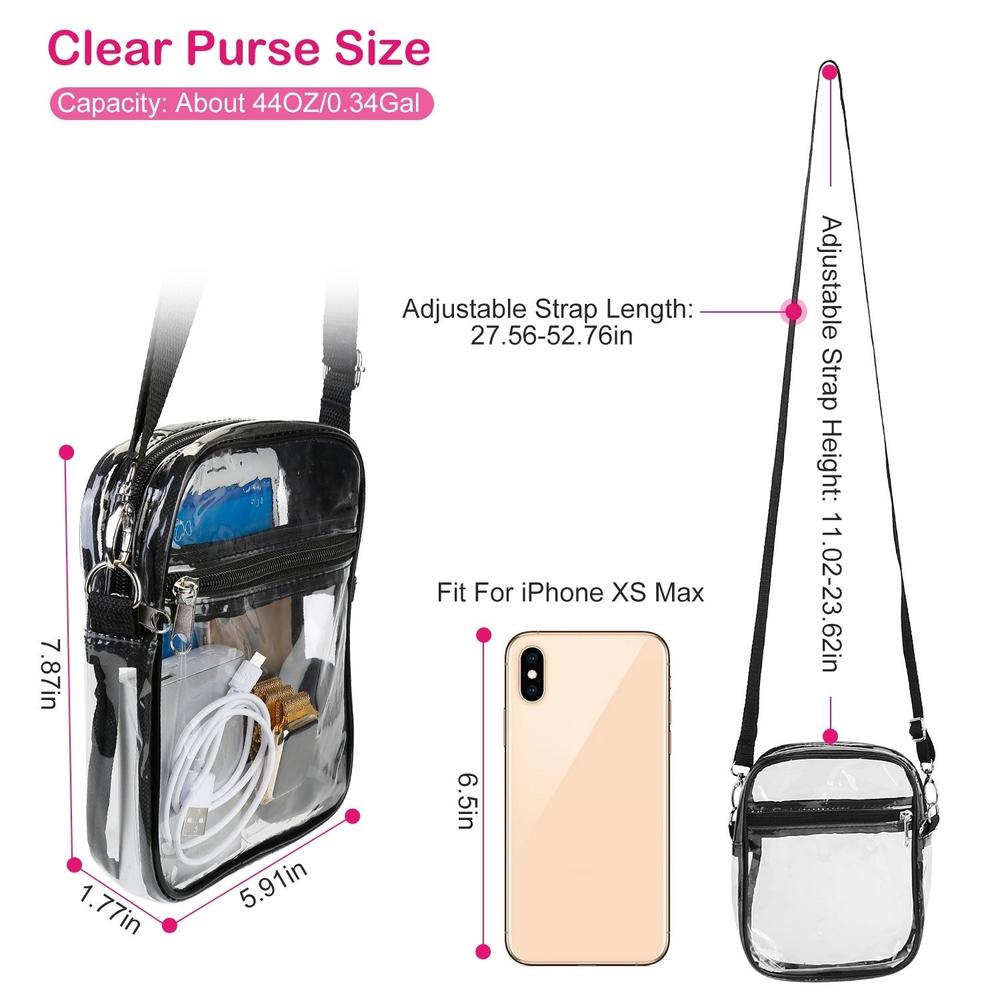 Dsermall Clear Crossbody Bag Stadium Approved Clear Purse Transparent Small Shoulder Bag See Through Zip Pouch Tote Bag