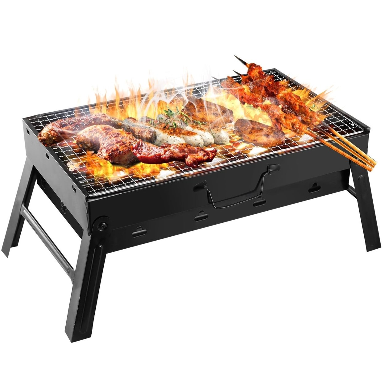 SKUSHOPS Foldable Portable BBQ Charcoal Grill Grill Lightweight Smoker Grill for Camping Picnics Garden Grilling