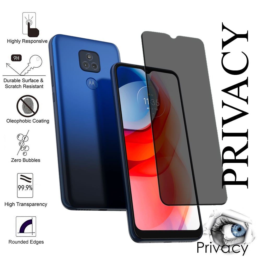 Modes Wireless For Motorola Moto G Play 2021 / Moto G9 Play / Moto G9 / Moto E7 Plus Privacy Screen Protector Anti-Spy Tempered Glass Film 3D