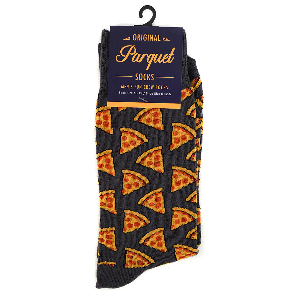 Parquet Pepperoni Pizza Novelty Sock Funny Socks Pizza Lover Gifts Cool Socks Funny Groomsmen Socks Grey