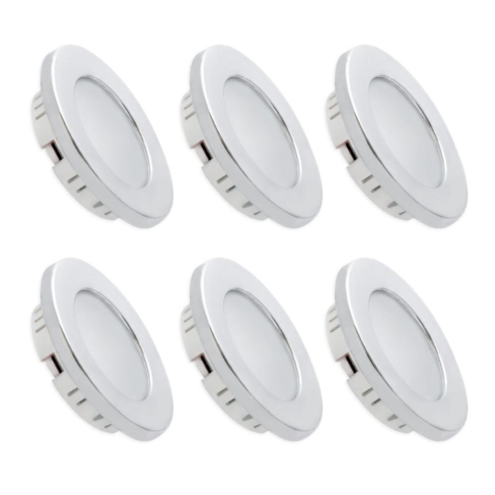 Dream Lighting 12V LED Recessed Ceiling Light For Rv Motorhome Cabinet Marine Silver Shell Warm White X6