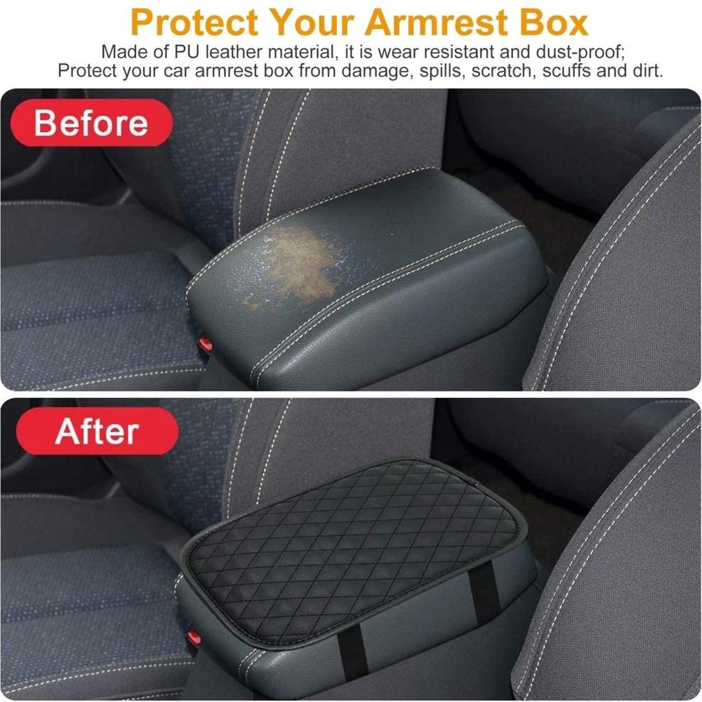 Dsermall Car Armrest Pad Cover PU Leather Auto Center Console Seat Box Cover Protector Car Accessories Armrest Cushion Pad