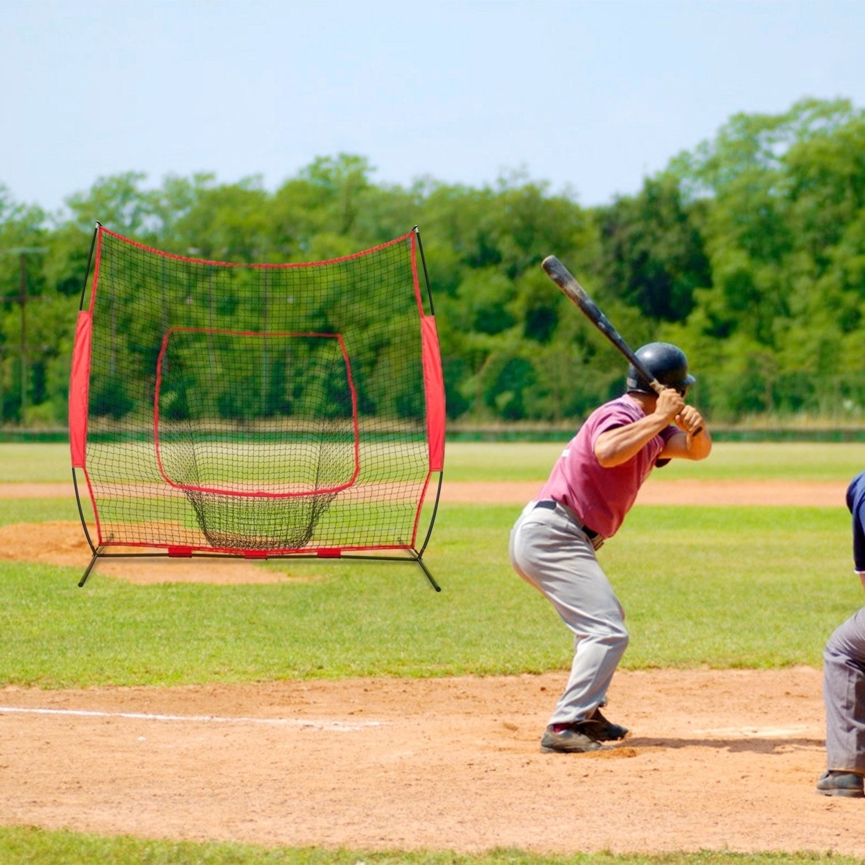 Dsermall 7x7ft Baseball Softball Teeball Practice Net Batting Hitting Pitching Training Net