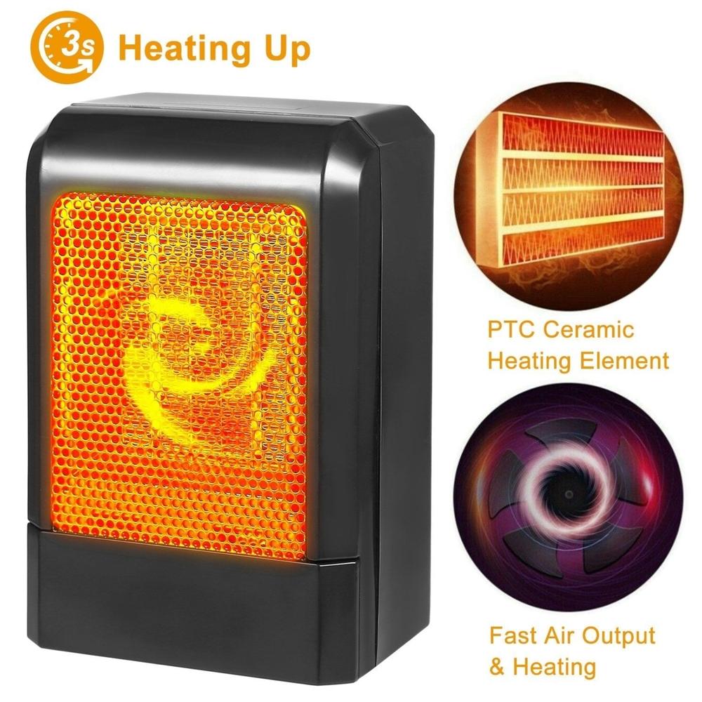 Dsermall 500W Portable Electric Heater PTC Ceramic Heating Fan 3S Heating Space For Home Office Use