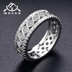 Jewelry Celebrity MDEAN White Gold Color Round Rings for Women Engagement Wedding Clear AAA Zircon Jewelry Bague Bijoux Size 6 7 8 9 10