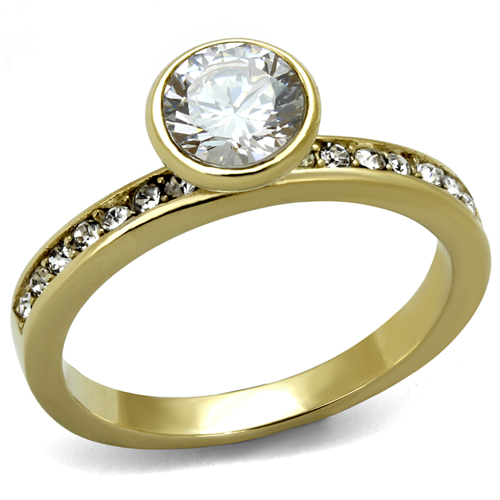 Marimor Jewelry Womens .91 Ct Round Cut Cz Gold Plated Stainless Steel Engagement Ring Sz 5-10