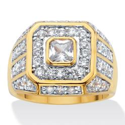 PalmBeach Jewelry Mens 2.33 TCW Square-Cut and Round Cubic Zirconia Octagon Grid Ring 14k Gold-Plated