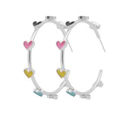 Generic 1 Pair Hoop Earrings C-shaped Geometric Hypoallergenic Colorful Heart-shaped Stud Earrings Fashion Jewelry