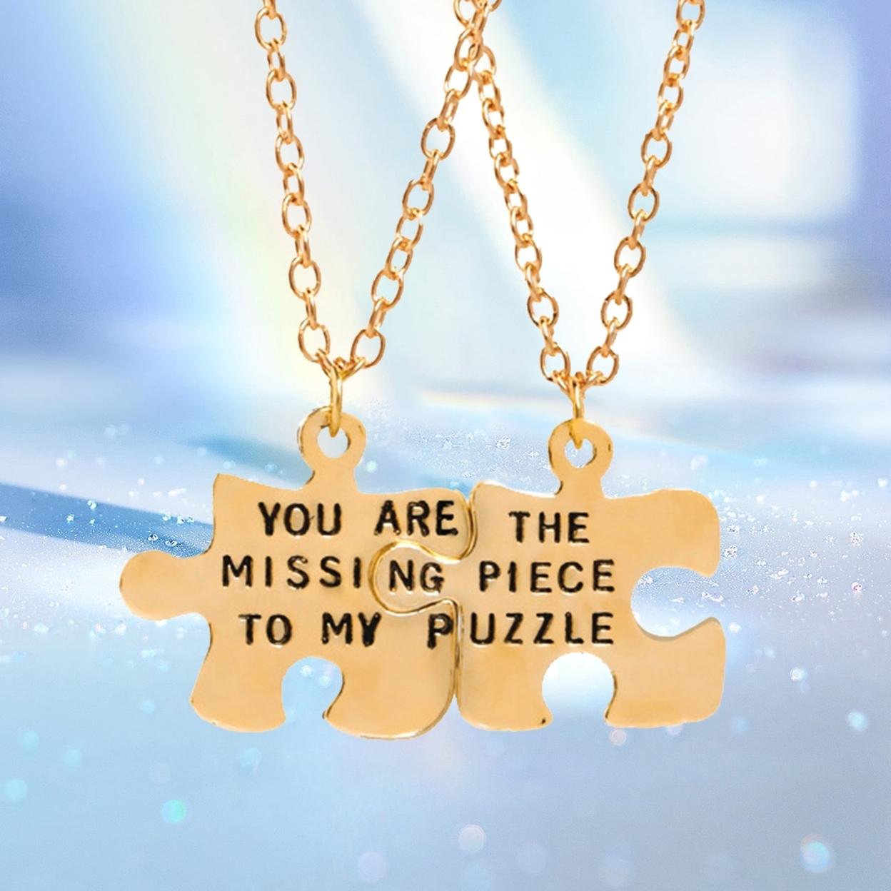 Generic 2Pcs Couple Necklaces Puzzles Letters Jewelry Simple Fashion Appearance Friendship Necklaces for Valentines Day