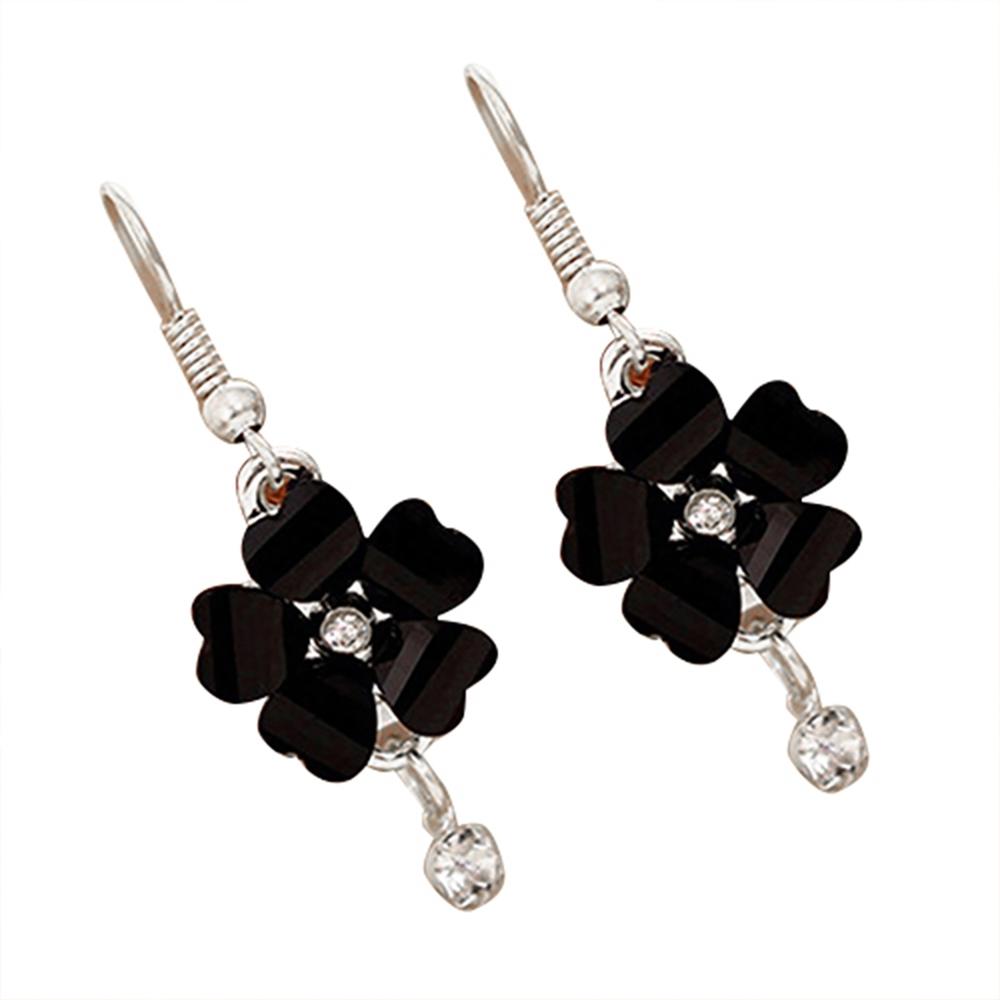 Generic Hook Earrings Elegant Piercing Women Flower Petals Rhinestone Ear Dangle for Wedding