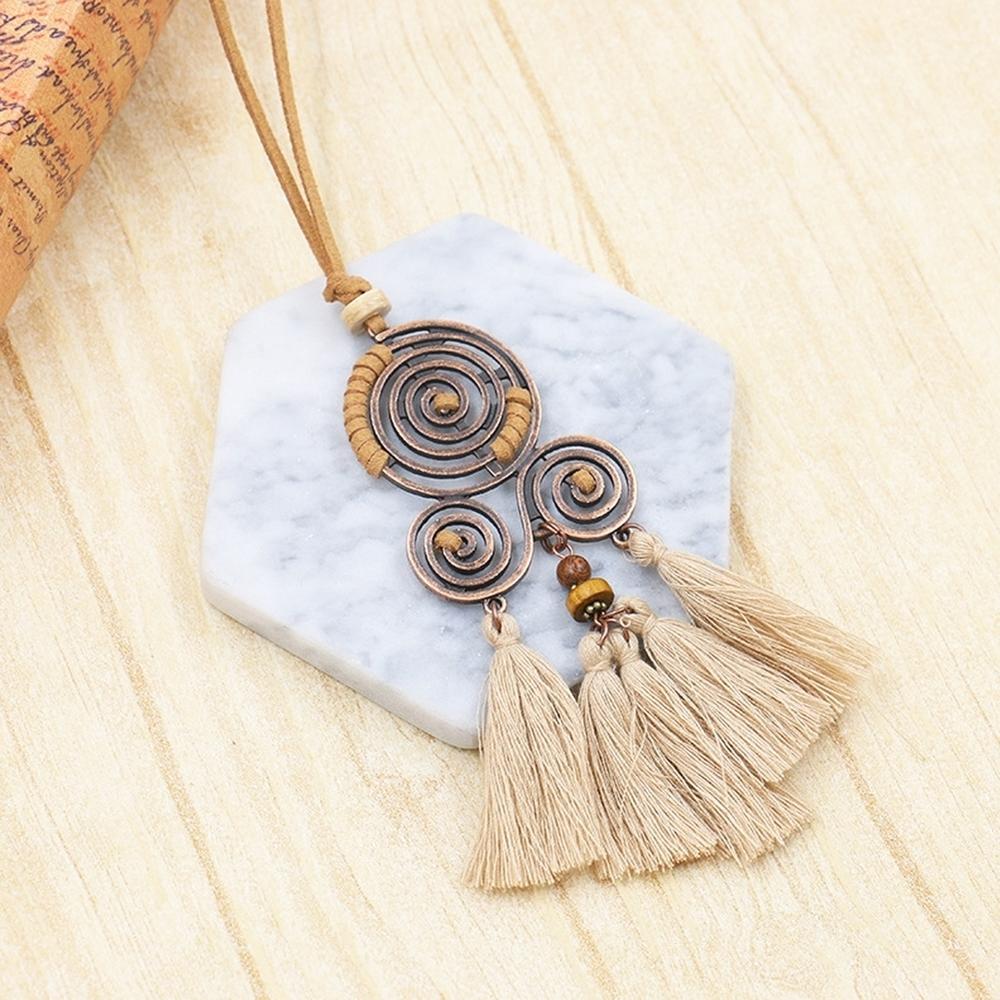 Generic Bohemian Spiral Tassel Pendant Long Sweater Chain Necklace Party Jewelry Gift