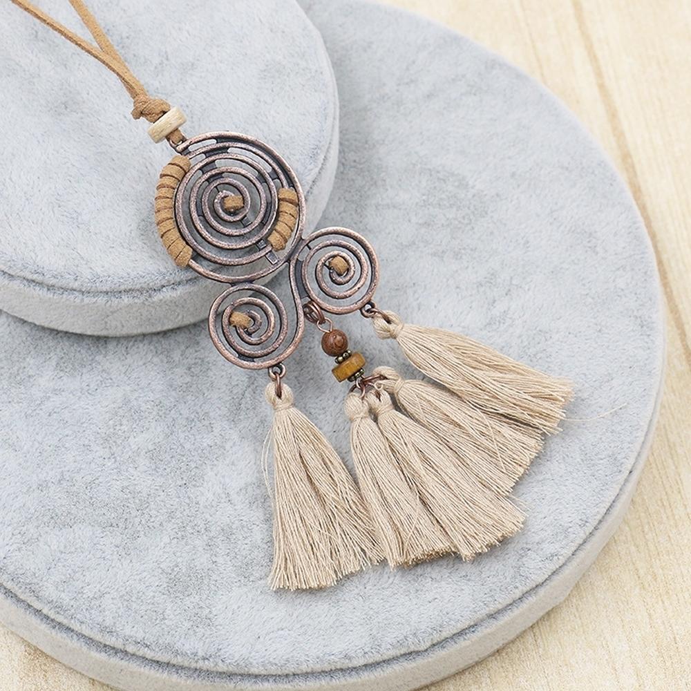Generic Bohemian Spiral Tassel Pendant Long Sweater Chain Necklace Party Jewelry Gift