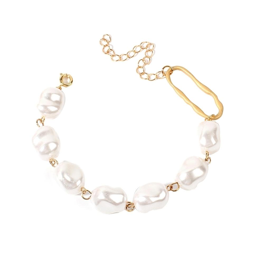 Generic Fashion Women Irregular Faux Pearl Charm Chain Bracelet Bangle Jewelry Gift