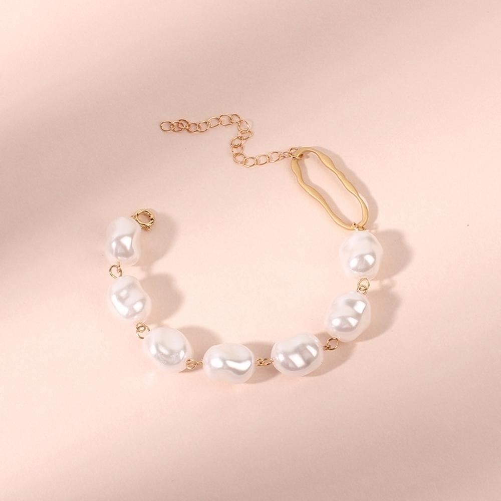 Generic Fashion Women Irregular Faux Pearl Charm Chain Bracelet Bangle Jewelry Gift