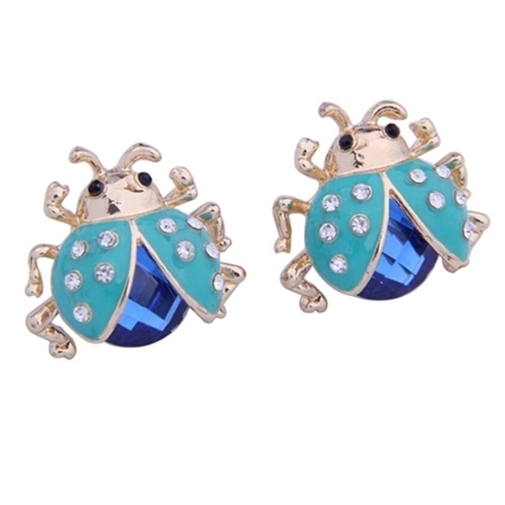 Generic Womens Cute Ladybird Shape Rhinestone Ear Stud Beetle Ladybug Gift Earrings