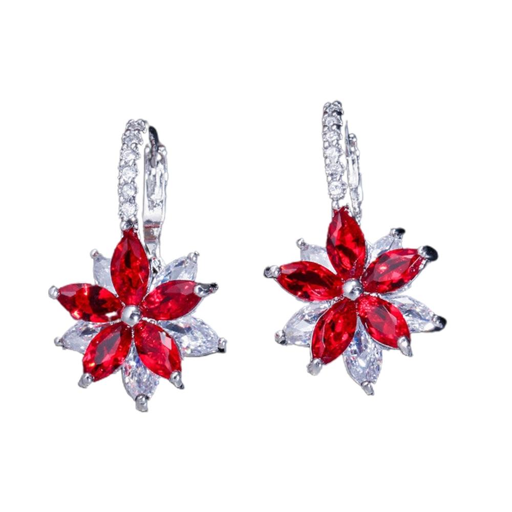 Generic 1 Pair Dangle Earrings Flower Rhinestones Jewelry Exquisite Sparkling Ear Clasp Earrings for Daily Wear