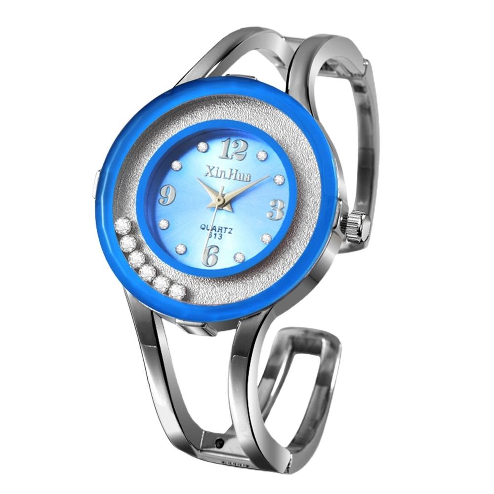 Generic Quartz Watch Round Dial Rhinestones Universal Anti-Corrosion Roman Numeral Wrist Watch for Business