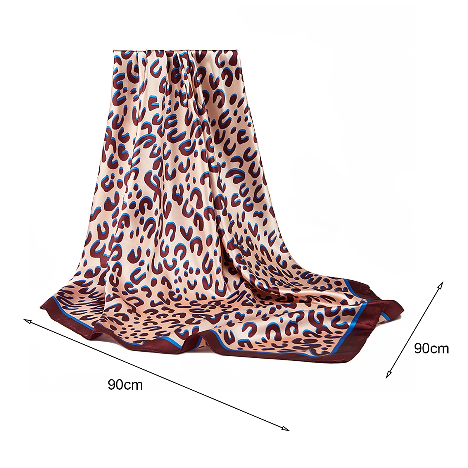 Generic Women Scarf Square Leopard Print Soft Fabric Breathable Silky Sunscreen Four Seasons Ladies Casual Head Wrap Shawl