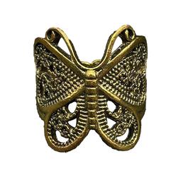Generic Women Ring Carving Elegant Hypoallergenic Golden Silver Color Retro Butterflies Finger Ring Fashion Jewelry