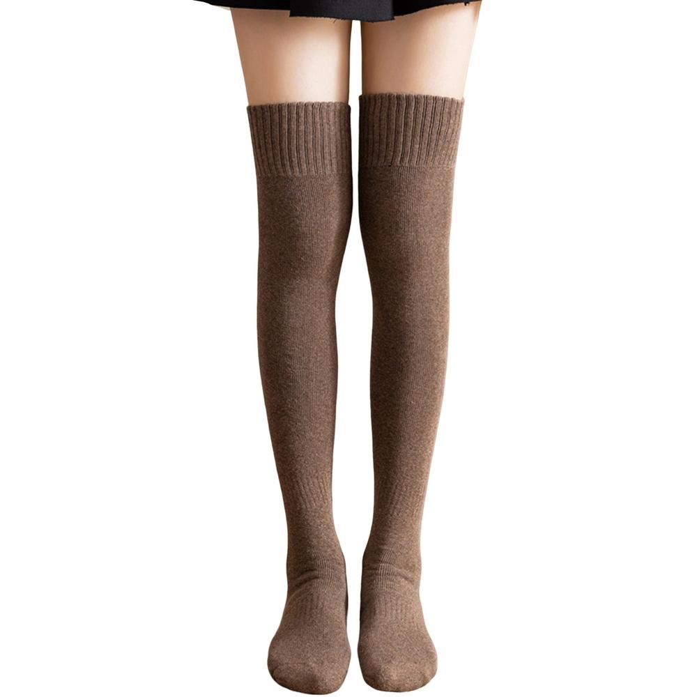 Generic 1 Pair Japanese Style Solid Color Thickened Thigh Stockings Autumn Winter Women Over Knee Socks