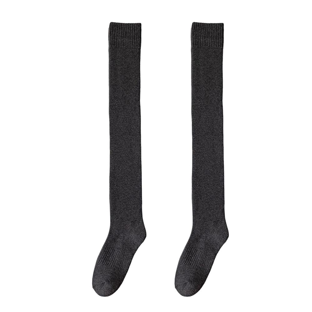 Generic 1 Pair Japanese Style Solid Color Thickened Thigh Stockings Autumn Winter Women Over Knee Socks